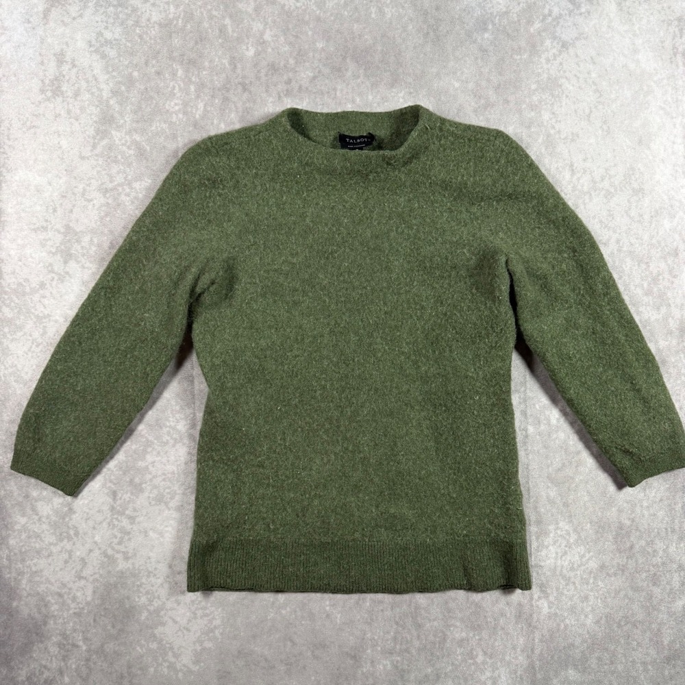 Talbots Pure Cashmere Sweater Green Crew Neck Tag Small Fits Kids Medium